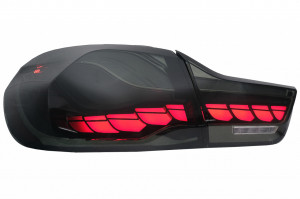 Stopuri OLED compatibil cu BMW Seria 4 F32 F33 F36 M4 F82 F83 2013-2019 Rosu Fumuriu cu Semnal Dinamic Secvential - Img 4