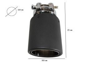 Toba Universala Ornament Sistem de evacuare Carbon Fiber Finisaj Mat 6.8cm / 2.67inch - Img 3