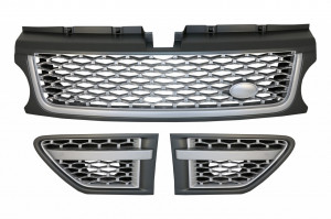 Ansamblu Grila Centrala si Grile Laterale compatibil cu RANGE Rover Sport Facelift (2009-2013) L320 Autobiography Editie Argintie