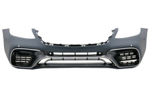 Bara Fata cu Grila Centrala Crom compatibil cu Mercedes S-Class W222 Facelift 2017-> S63 Design - Img 2