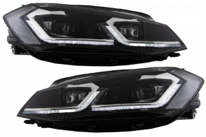 Bara Fata cu Grile Proiectoare ceata LED si Faruri LED compatibil cu VW Golf VII 7.5 2017-> GTI Look - Img 8