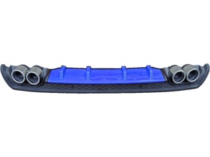 Difuzor bara spate auto universal, negru cu albastru, ornamente toba rotunde