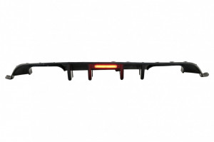 Difuzor Bara Spate compatibil cu VW Golf 7.5 VII Facelift 2017-2019 R Look Negru Lucios cu Reflector Led Rosu