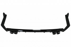 Difuzor Bara Spate cu Ornamente Bara Spate Flapsuri compatibil cu Toyota Corolla XII Sedan 2019-> Negru Lucios - Img 3