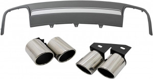Difuzor Bara Spate cu Ornamente Evacuare compatibil cu AUDI A4 B8 Facelift 2012-2015 Sedan Avant S4 Design