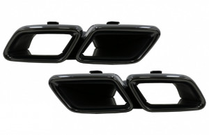 Difuzor Bara Spate cu Ornamente evacuare Negre si Grila Centrala compatibil cu Mercedes S-Class C217 Coupe 2018-2020 S63 Facelift Design - Img 3