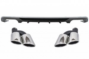 Difuzor Bara Spate cu Ornamente toba compatibil cu Audi A3 8V Facelift Sedan 2016-2019 S3 Design Bara Standard