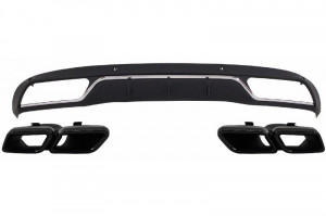 Difuzor Bara Spate Cu Ornamente tobe Negre compatibil cu Mercedes C-Class W205 S205 2014-2018 C63 Design pentru echipare Standard