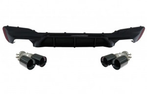 Difuzor Bara Spate Negru Lucios cu Tobe Ornamente Negru compatibil cu BMW Seria 5 G30 G31 2017-2020 M5 Design