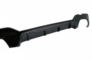 Difuzor Bara Spate si Extensii Praguri Laterale compatibil cu BMW 3 Series G20 Sedan G21 Touring 2019-> M340i M Look Negru cu Inserie Carbon - Img 5