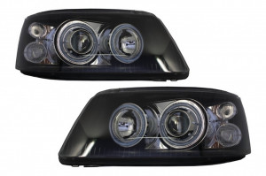 Faruri Angel Eyes compatibil cu VW Transporter T5 (04.2003-08.2009) Negru