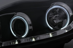 Faruri CCFL LED DRL Angel Eyes compatibil cu Ford Focus II Facelift 2008-2010 Negru - Img 3