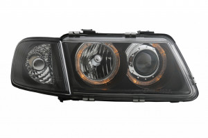 Faruri compatibil cu Audi A3 8L 1996-2000 Angel Eyes Negru - Img 2