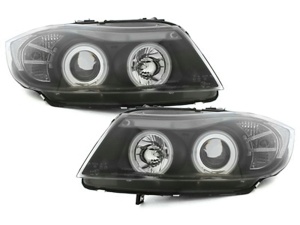 Faruri compatibil cu BMW Seria 3 E90 E91 2005-2008 2 CCFL Halo Rims Negru - Img 3