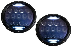 Faruri Full LED CREE Dublu Proiector Halo DRL compatibil cu Jeep Wrangler TJ & JK 1997-2018