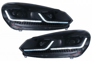 Faruri LED compatibil cu VW Golf 6 VI 2008-2013 Facelift G7.5 Design Negru Semnalizare Secventiala LHD