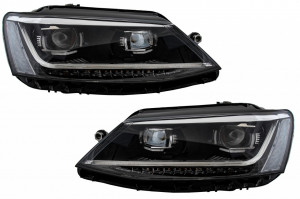 Faruri LED DRL compatibil cu VW Jetta Mk6 VI 2011-2017 Semnal Dinamic Secvential Xenon Matrix Design