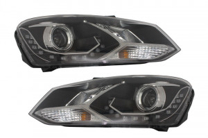 Faruri LED DRL Lumini de zi Optic Dayline compatibil cu VW Polo 6R 2009-2017 Negre