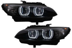 Faruri Xenon Angel Eyes compatibil cu BMW Seria 3 E92 E93 (2006-2010) 3D U-TYPE Negru