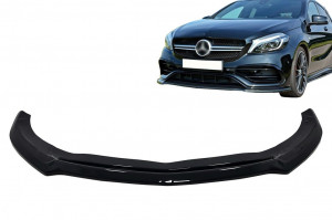 Lip Bara Fata compatibil cu Mercedes A-Class W176 AMG Facelift 2015-2018 Negru Lucios - Img 2