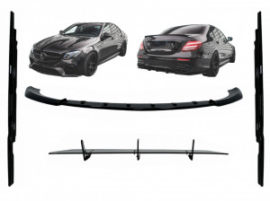Pachet Exterior Aero compatibil cu Mercedes E-Class E63 W213 S213 2016-2019 Negru Lucios