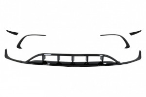 Prelungiri Bara Fata si Grila Centrala compatibil cu Mercedes A-Class W176 Facelift 2015-2018 A45 Design Negru Lucios - Img 2