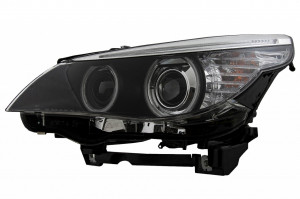Set faruri Angel Eyes CCFL compatibil cu BMW Seria 5 E60 E61 2003-2004 Negru LCI Look pentru Xenon D2S - Img 2