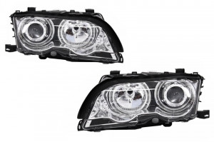 Set faruri Angel Eyes compatibil cu BMW Seria 3 E46 Coupe/Cabrio 1998-2002 Chrome Edition