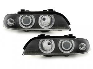 Set faruri compatibil cu BMW Seria 5 E39 1995-2003 Angel Eyes D2S/H7 Negru - Img 2