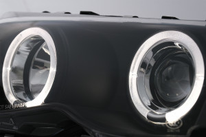 Set faruri LED Angel Eyes compatibil cu BMW E46 Facelift Limousine Sedan Touring 2001-2005 Negru - Img 3