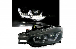 Set Faruri U-LED Bar compatibil cu BMW Seria 3 F30 F31 2011-2015 Xenon Look Negru - Img 3