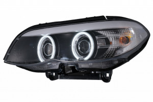 Set faruri Xenon Angel Eyes CCFL compatibil cu BMW X5 E53 2003-2006 Negru - Img 3