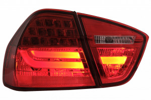 Stopuri LED Light Bar LCI Design compatibil cu BMW E90 Seria 3 Limuzina 2005-2008 Rosu Clar - Img 3
