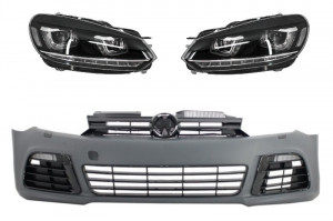 Bara Fata compatibil cu VW Golf VI Golf 6 2008-2013 R20 Look cu Faruri LED Design Golf 7 3D U Design Semnal LED Dinamic