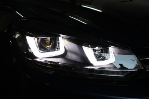 Bara Fata compatibil cu VW Golf VI Golf 6 2008-2013 R20 Look cu Faruri LED Design Golf 7 3D U Design Semnal LED Dinamic - Img 5