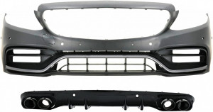Bara Fata cu Difuzor Evacuare Dubla si Tobe Ornament compatibil cu Mercedes C-Class A205 2014-2019 C63 Design
