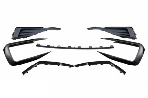 Bara fata cu Grila Centrala Insertie Rosie si Prelungire Bara Fata Negru Lucios compatibil cu VW Jetta MK7 2019-2021 GLI Look - Img 4