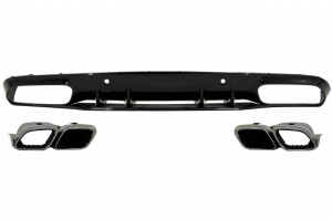 Difuzor Bara Spate compatibil cu MERCEDES C-Class C205 A205 Coupe Cabriolet 2014-2019 Facelift C63S Design Silver Tips