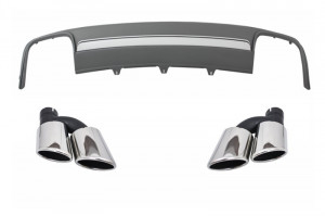Difuzor Bara Spate cu Ornamente Evacuare compatibil cu Audi A4 B8 Facelift 2012-2015 Sedan Avant S4 Design