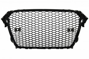 Difuzor Bara Spate cu Ornamente Evacuare compatibil cu Audi A4 B8 Facelift 2012-2015 si Grila Centrala RS4 Design Negru Lucios - Img 2