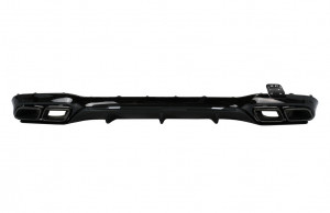 Difuzor Bara Spate cu Ornamente Evacuare compatibil cu Mercedes E-Class W213 2016-2019 E63 Design Negru Lucios