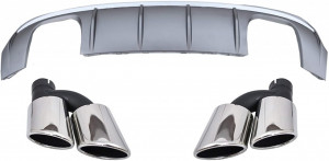 Difuzor Bara Spate cu Ornamente toba compatibil cu Audi A3 8V Facelift Sedan Convertible (2016-2019) S3 Design Bara S Line