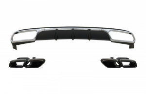 Difuzor Bara Spate Cu Ornamente Tobe Negre compatibil cu Mercedes W212 E-Class Facelift 2013-2016 pentru Bara Spate Standard