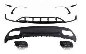 Difuzor Bara Spate cu Prelungiri Bara Fata compatibil cu MERCEDES A-Class W176 2015-2018 Negru