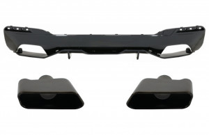 Difuzor Bara Spate cu Tobe Ornamente compatibil cu BMW Seria 5 G30 G31 2017-> M Performance Design Negru