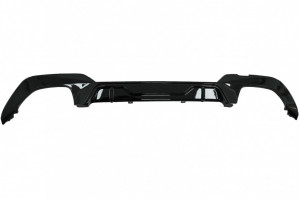 Difuzor Bara Spate Evacuare Dubla si Tobe Ornament Crom compatibil cu BMW 3 Series G20 G28 Sedan G21 Touring 2018-> M340i M Look Negru Lucios - Img 6