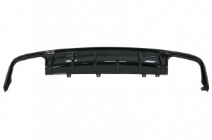 Difuzor Bara Spate si Ornamente Evacuare compatibil cu Audi A6 C8 4K Avant Sedan (2018-up) S6 Design Negru Lucios - Img 3