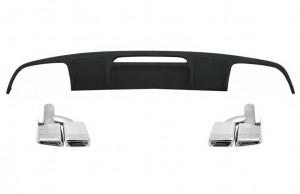 Difuzor cu Evacuare Dubla si Ornamente toba compatibil cu Mercedes CLS Sedan W218 2012-2017 pentru bara Standard