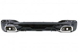Difuzor cu Ornamente Tobe si Prelungire Fata compatibil cu BMW Seria 5 G30 G31 2017-> 540 M Performance Look Negru Lucios - Img 2
