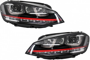 Faruri 3D LED compatibil cu VW Golf 7 VII 2012-2017 R20 GTI Design Semnal LED - Img 2